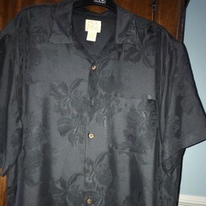 Jos A Bank shirt Black on Black with fronds